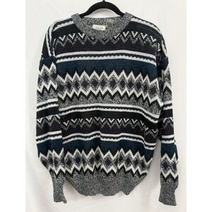 VTG The Mens Store At Sears Fair Isle Acrylic Knit Crewneck Sweater Mens Size XL